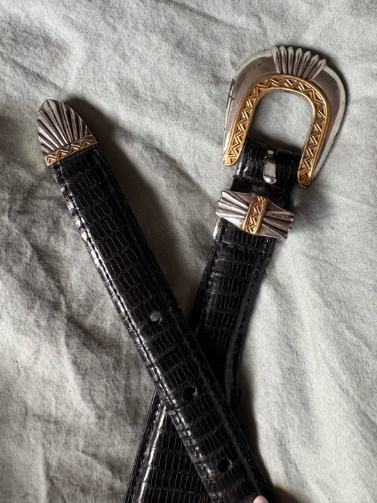 Vintage Accessories - Vintage 1997 Tectonic Magnetic Western Belt Black Textured Leather